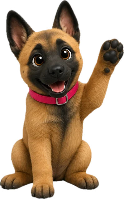 Zen the puppy waving hello